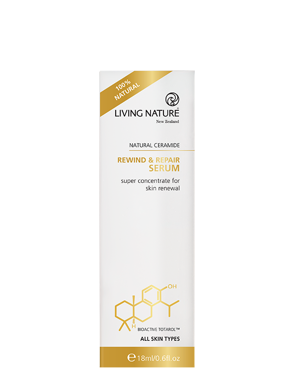 Living Nature Rewind & Repair Serum packaging on a white background
